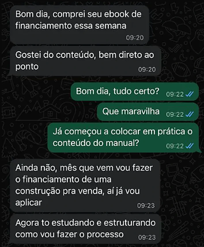 Depoimento de cliente sobre o conteúdo do manual